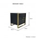 Dynasty Bedside Table Stainless Steel Black and Golden Two Drawers Aesthetic Handles